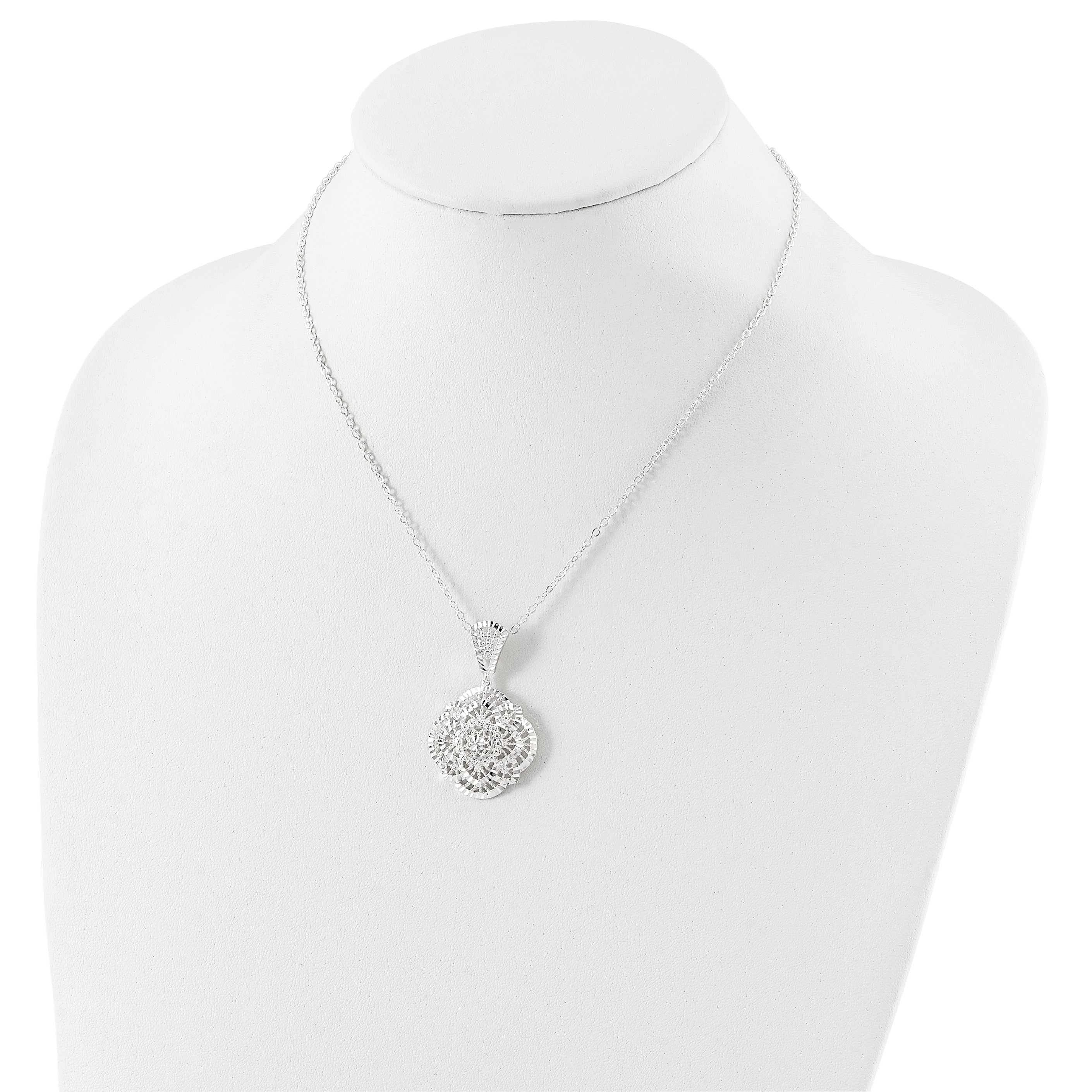 Sterling Silver Diamond Cut Fancy Necklace