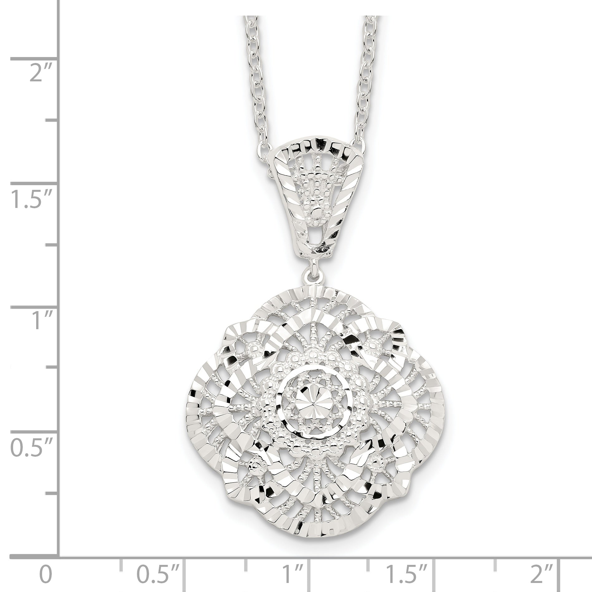 Sterling Silver Diamond Cut Fancy Necklace