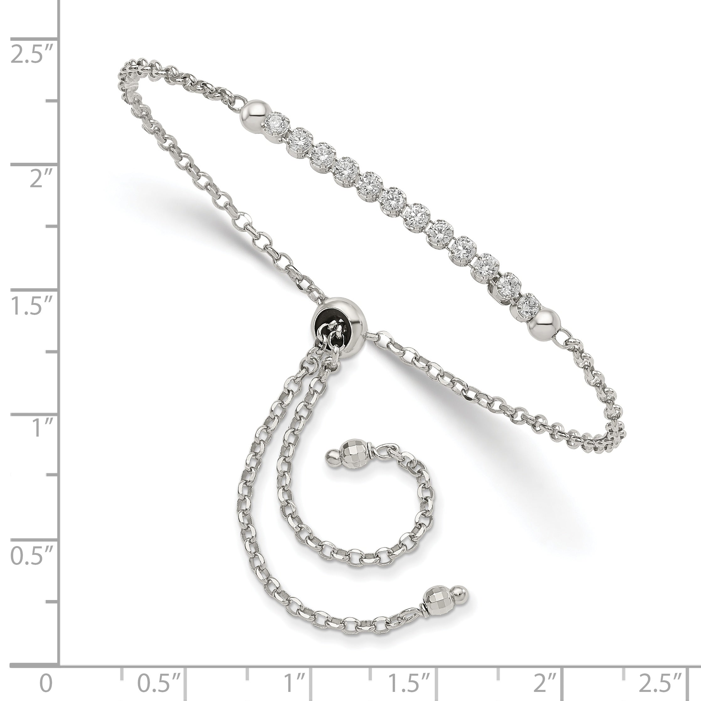 Sterling Silver Rhodium-plated CZ Adjustable Bracelet Secondary image