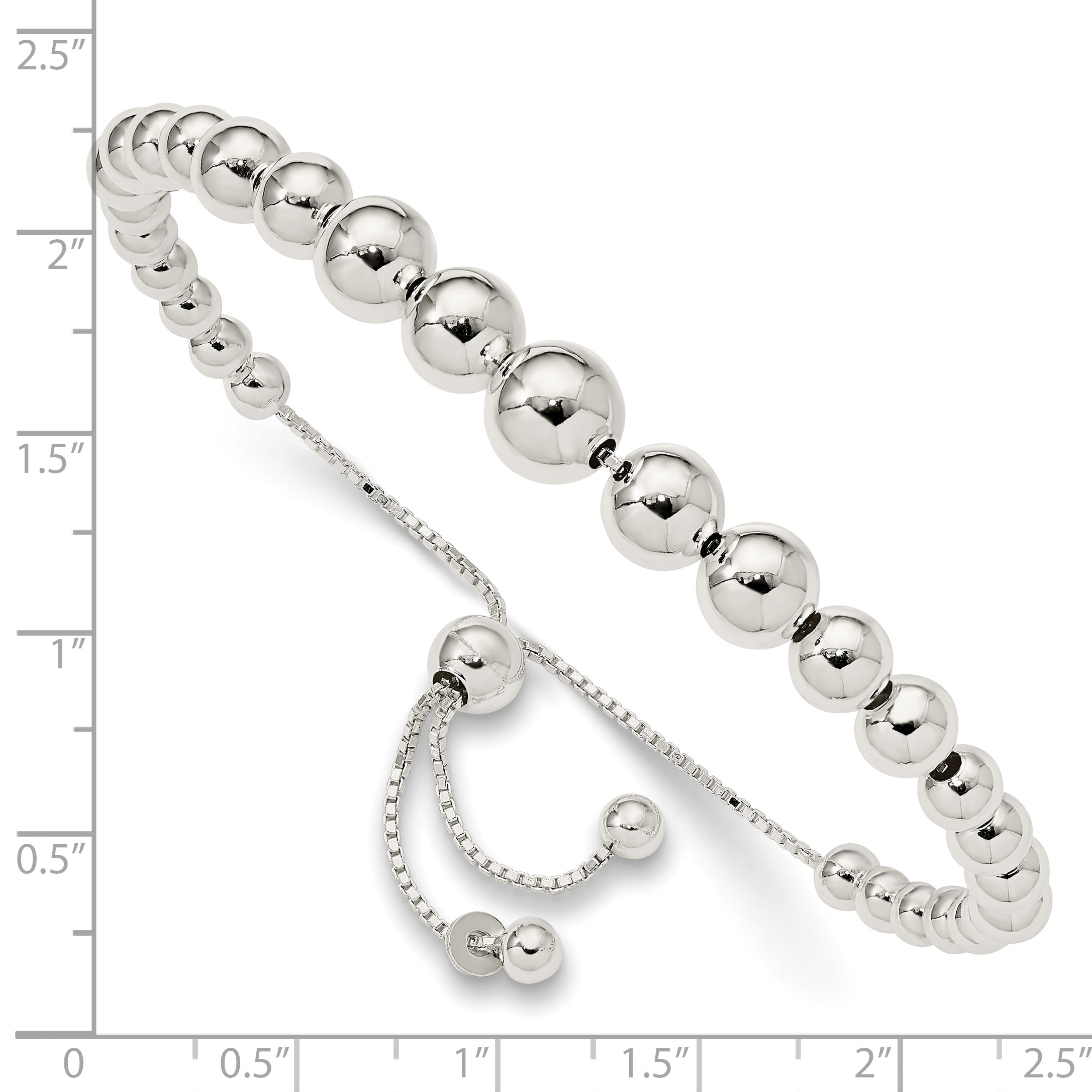 Sterling Silver Graduated Beads Adjustable Bracelet Secondary image