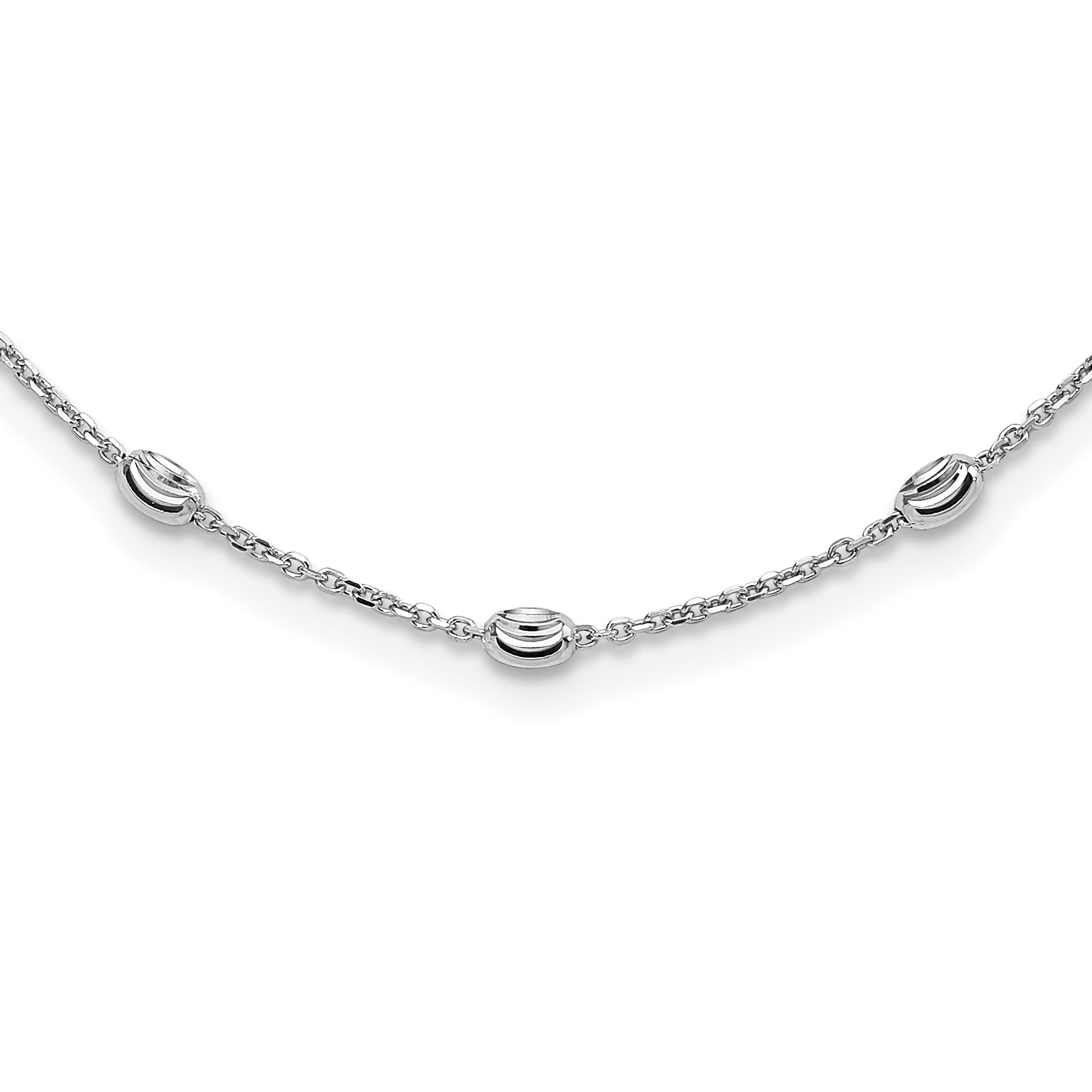 Sterling Silver Rhodium-plated Diamond-cut Beaded Necklace Main image