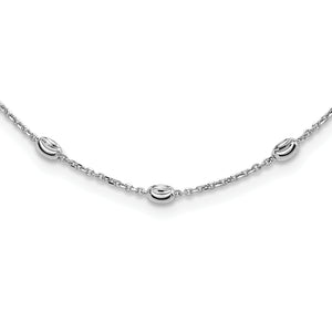 Beaded Station Necklace in Sterling Silver, Diamond-Cut, 18 Inch - Sophia Jewelers