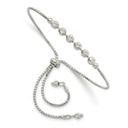 Sterling Silver Rhodium-plated Diamond-cut Beaded Adjustable Bracelet
