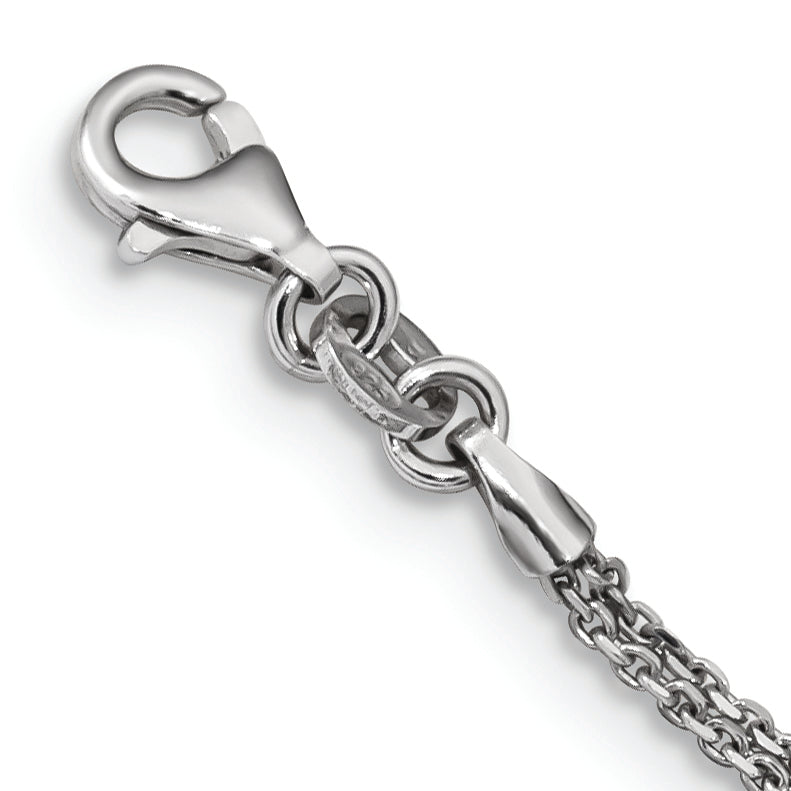 Sterling Silver Rhodium-plated Circle With Diamond-cut Beads Necklace