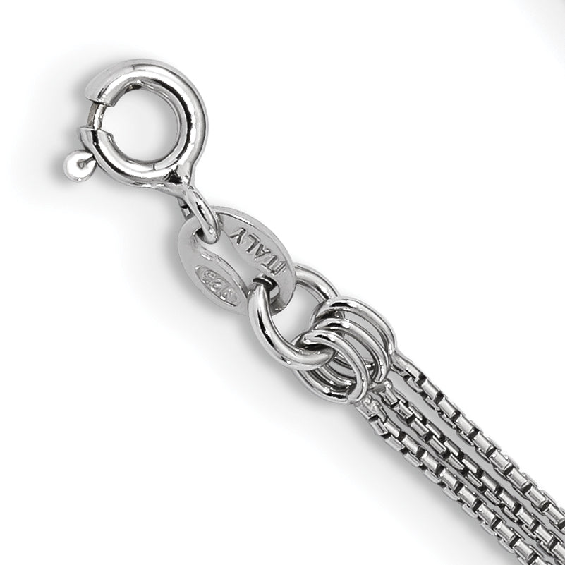 Sterling Silver Rhod-plated Diamond-cut Gold/Rose-tone 3 Strand Necklace