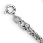 Sterling Silver Rhod-plated Diamond-cut Gold/Rose-tone 3 Strand Necklace