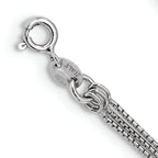 Sterling Silver Rhod-plated Diamond-cut Gold/Rose-tone 3 Strand Necklace