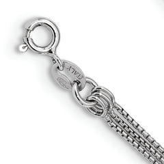 Sterling Silver Rhod-plated Diamond-cut Gold/Rose-tone 3 Strand Necklace