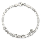 Sterling Silver Polished 3-Strand 7.5in Bracelet
