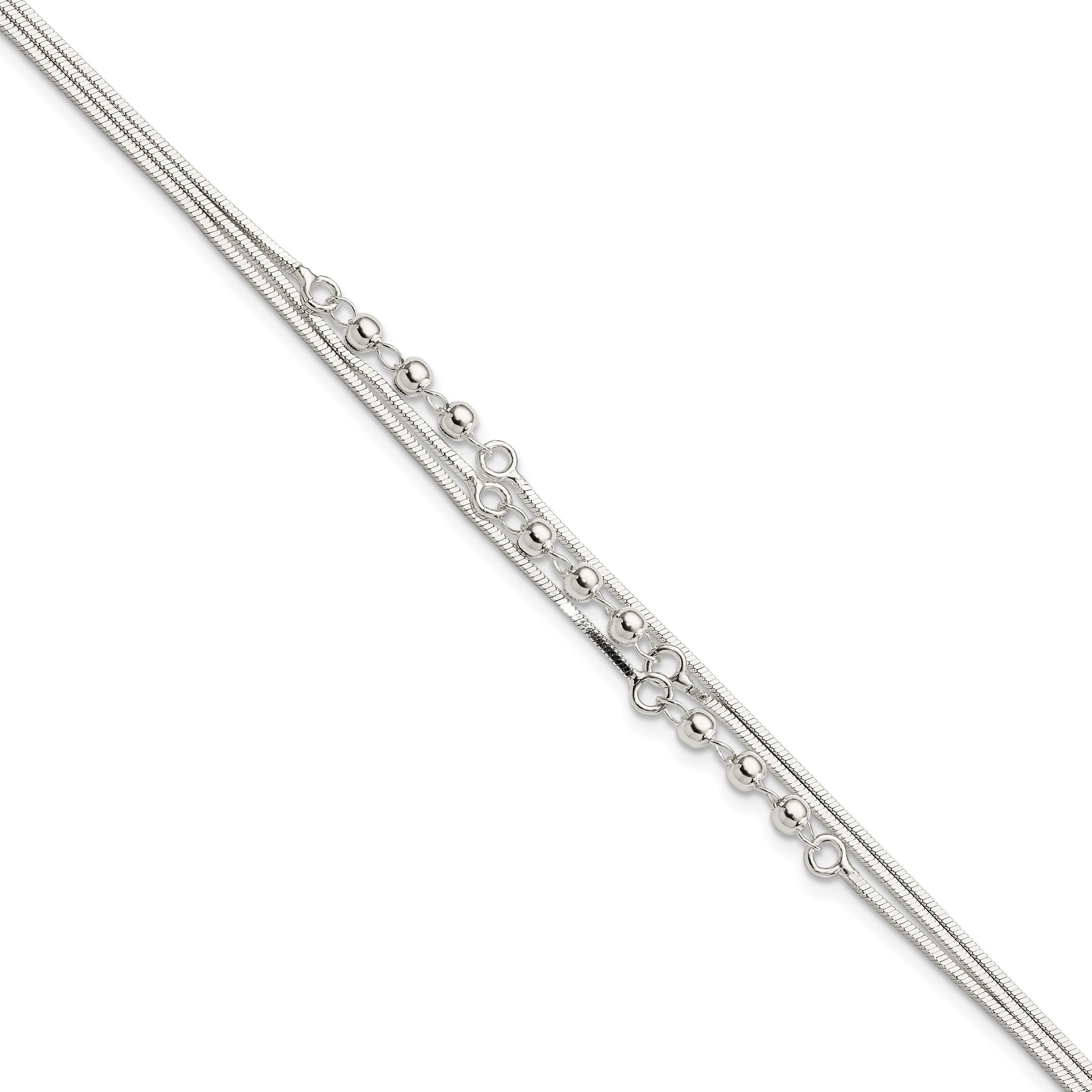 Sterling Silver Polished 3-Strand 7.5in Bracelet Main image