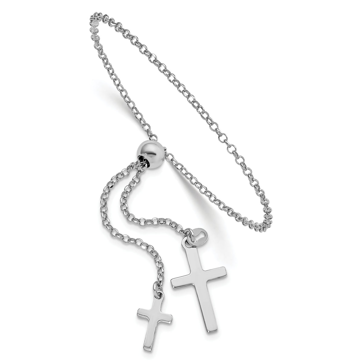 Cross to Bracelet in Sterling Silver, 2mm Adjustable, 9 Inch - Sophia Jewelers Main image