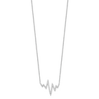 Sterling Silver Rhodium-plated CZ Heartbeat Necklace