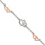 Sterling Silver Rose Gold-plated Polished Heart Bracelet