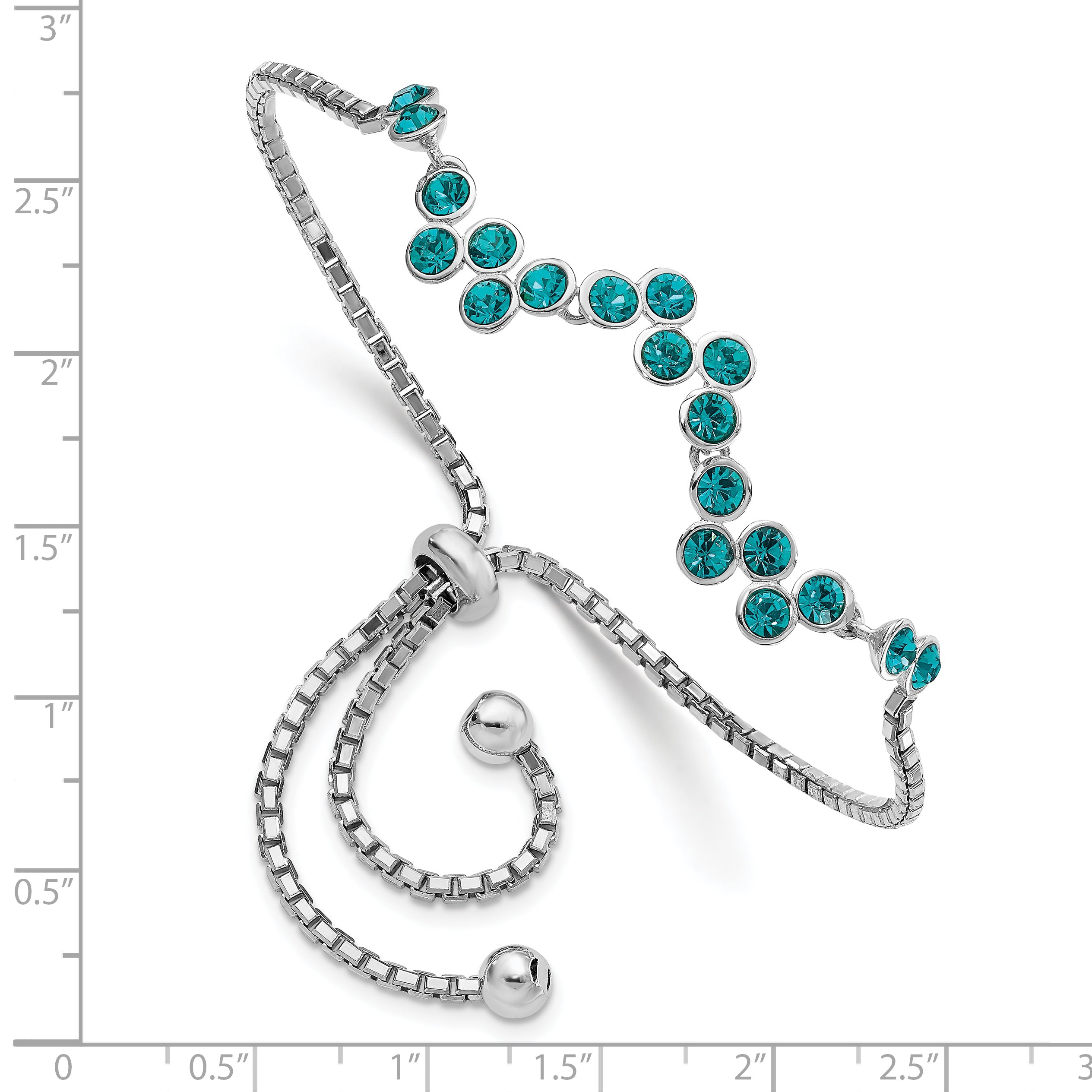 Sterling Silver Rhodium-plated Blue Zircon Adjustable Bracelet Secondary image