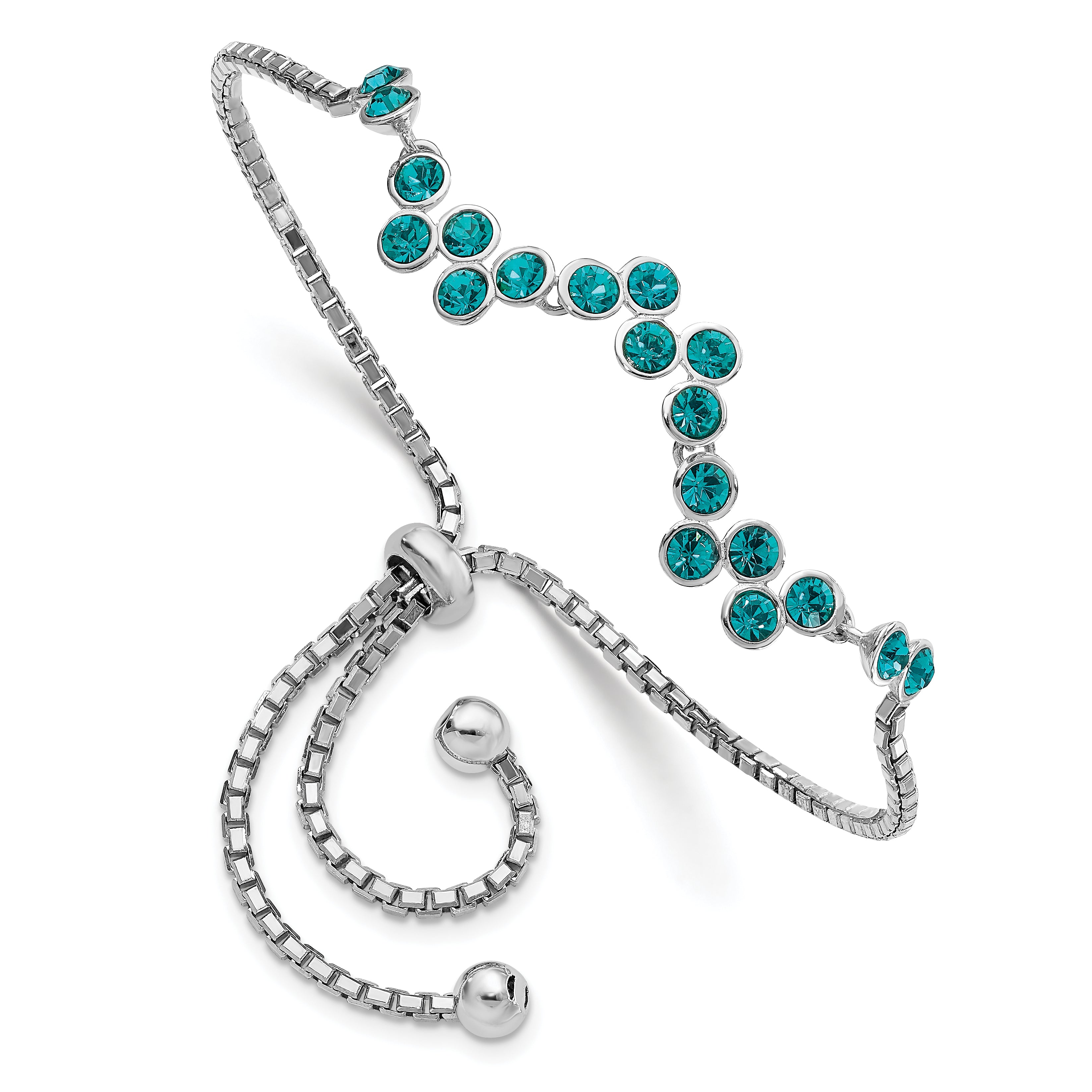 Sterling Silver Rhodium-plated Blue Zircon Adjustable Bracelet Main image