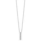 Sterling Silver Rhodium-plated CZ Dangle Bar Necklace