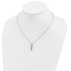 Sterling Silver Rhodium-plated CZ Dangle Bar Necklace