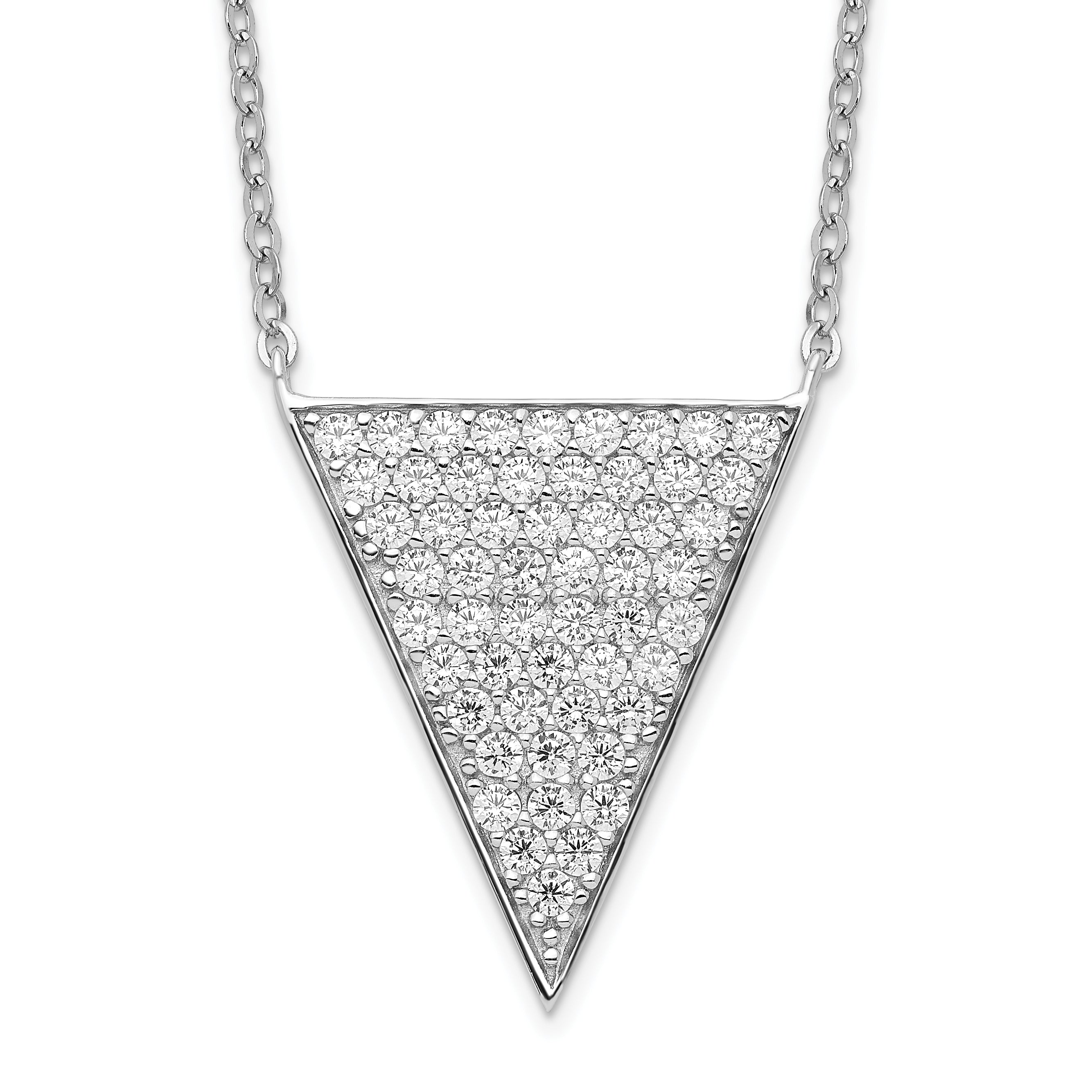 Sterling Silver Rhodium-plated CZ Triangle Dangle Necklace Main image