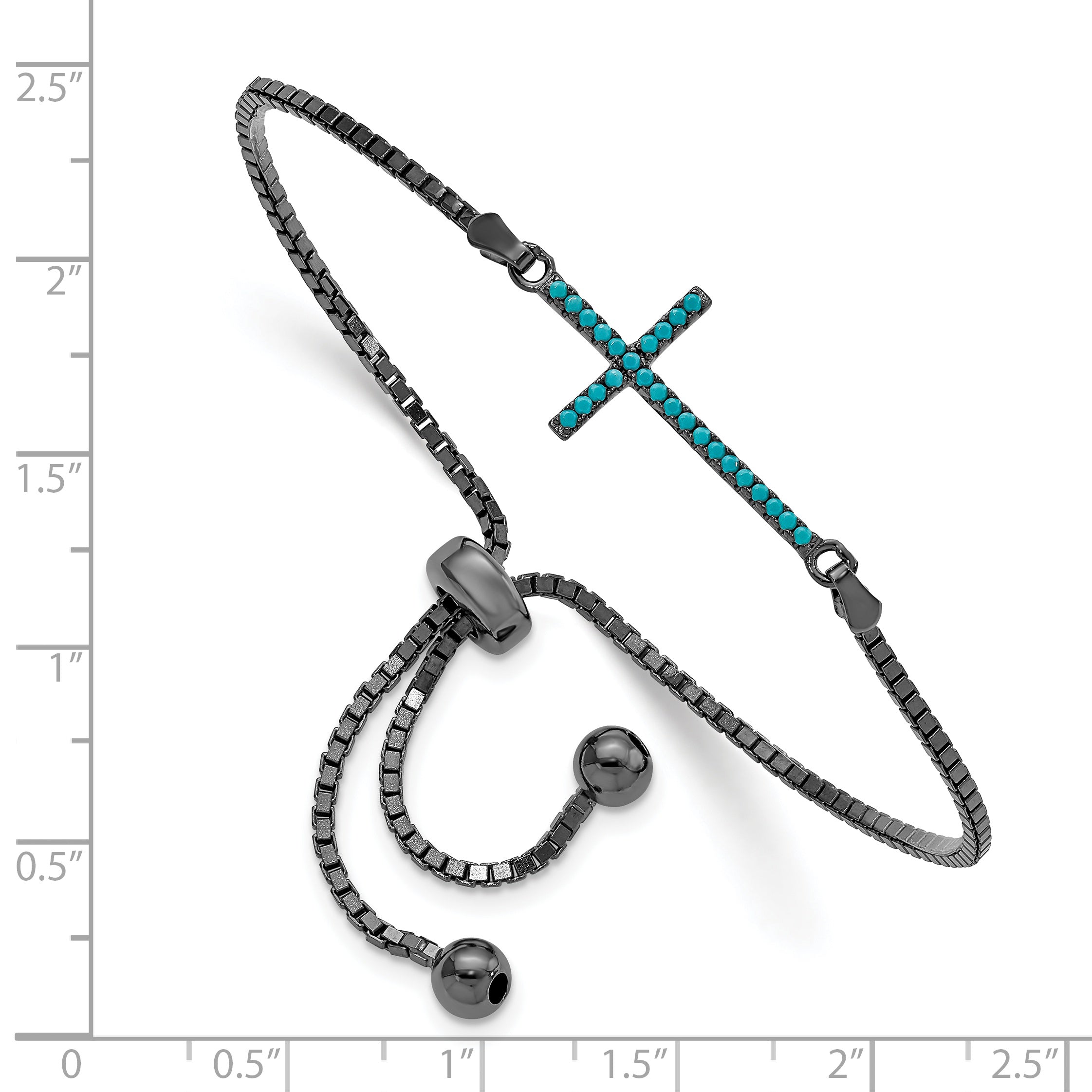 Sterling Silver Black-Rhodium Dyed Howlite Cross Adjust. Bracelet Secondary image