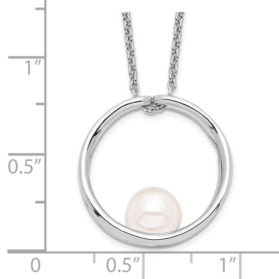 Sterling Silver Rhodium-plated 7-8mm White Round Freshwater Cultured Pearl 18 inch Necklace