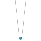 Sterling Silver Rhodium-plated Synthetic Blue Opal 18in Necklace