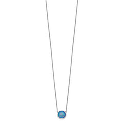 Sterling Silver Rhodium-plated Synthetic Blue Opal 18in Necklace