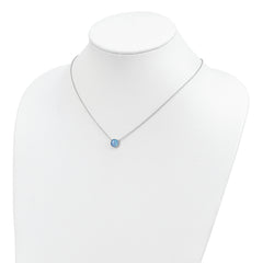 Sterling Silver Rhodium-plated Synthetic Blue Opal 18in Necklace