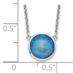 Sterling Silver Rhodium-plated Synthetic Blue Opal 18in Necklace