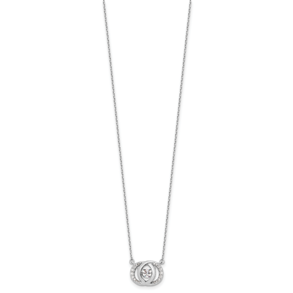Sterling Silver Platinum-plate CZ With two 1in ext. Necklace