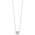 Sterling Silver Platinum-plate CZ With two 1in ext. Necklace