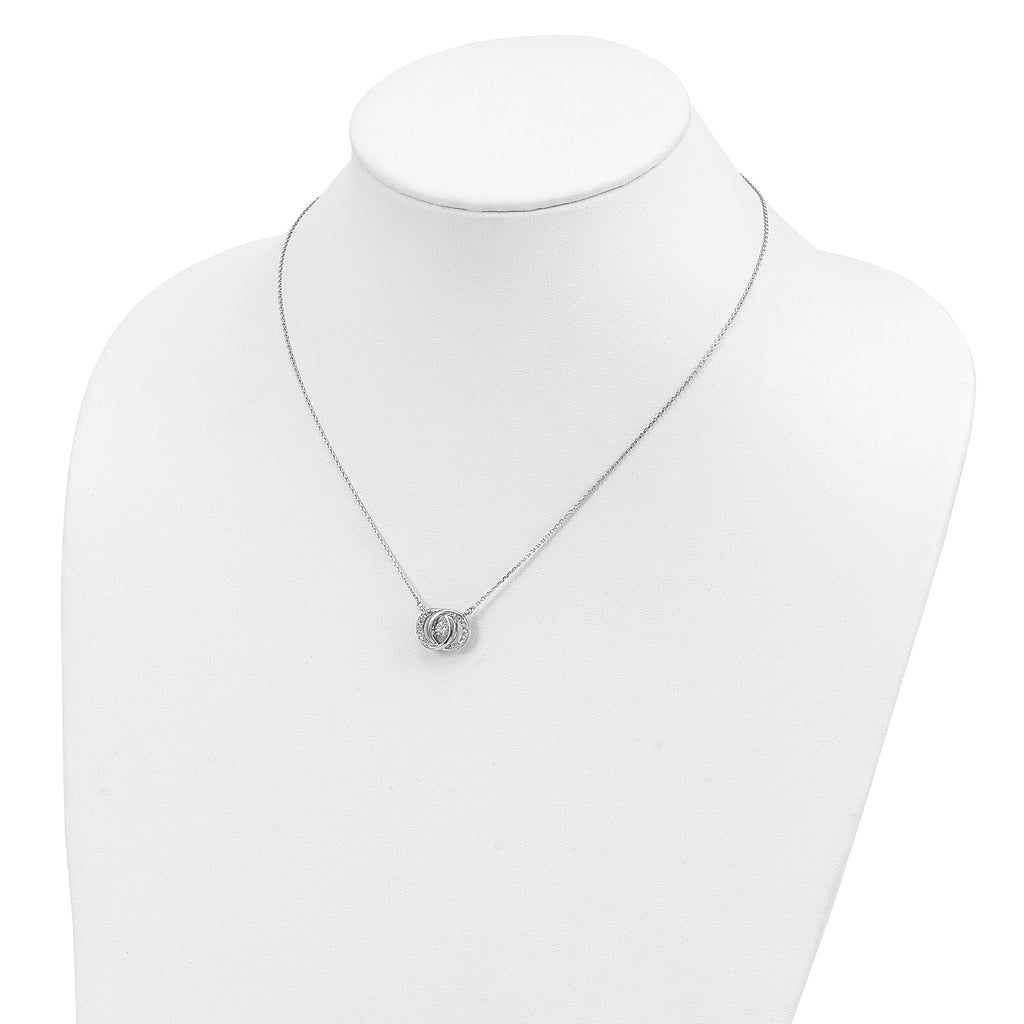 Sterling Silver Platinum-plate CZ With two 1in ext. Necklace