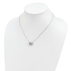 Sterling Silver Platinum-plate CZ With two 1in ext. Necklace