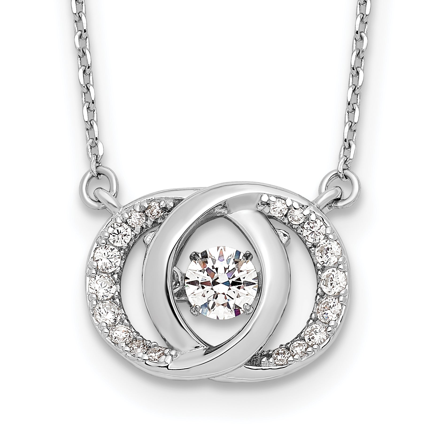 Sterling Silver Platinum-plate CZ With two 1in ext. Necklace