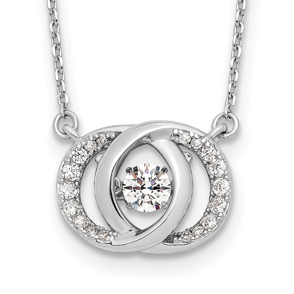 Sterling Silver Platinum-plate CZ With two 1in ext. Necklace