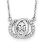 Sterling Silver Platinum-plate CZ With two 1in ext. Necklace