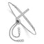 Sterling Silver Rhodium-plated CZ Polished Adjustable Cross Bracelet