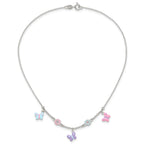 Sterling Silver Polished Enameled Floral & Butterfly Children's Necklace