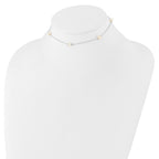 Sterling Silver Rhodium-plated 5-5.5mm White Semi-Round Freshwater Cultured Pearl 5-Station Children's 12 inch Necklace