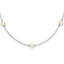 Sterling Silver Rhodium-plated 5-5.5mm White Semi-Round Freshwater Cultured Pearl 5-Station Children's 12 inch Necklace