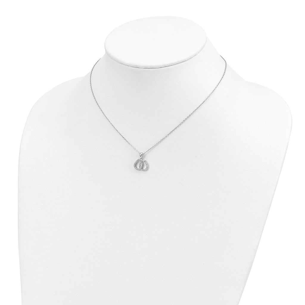 Sterling Silver Rhodium-plated CZ Double Horseshoe Necklace