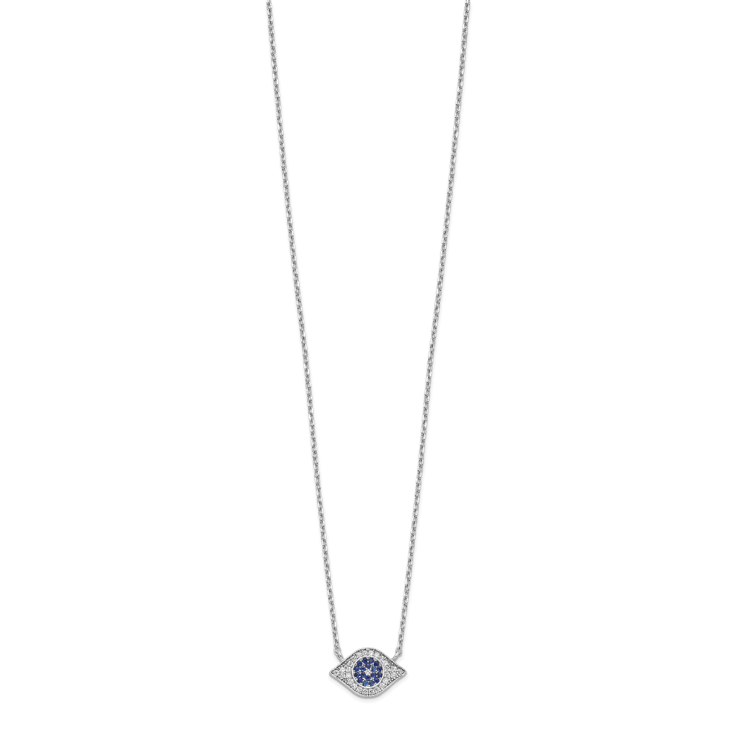 Sterling Silver Rhodium-plated Polished CZ Eye 17 inch Necklace Secondary image