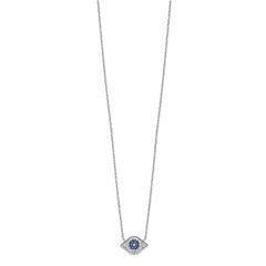 Sterling Silver Rhodium-plated Polished CZ Eye 17 inch Necklace