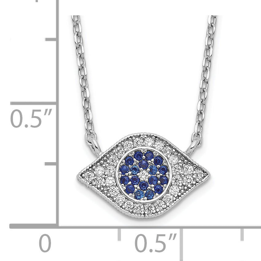 Sterling Silver Rhodium-plated Polished CZ Eye 17 inch Necklace