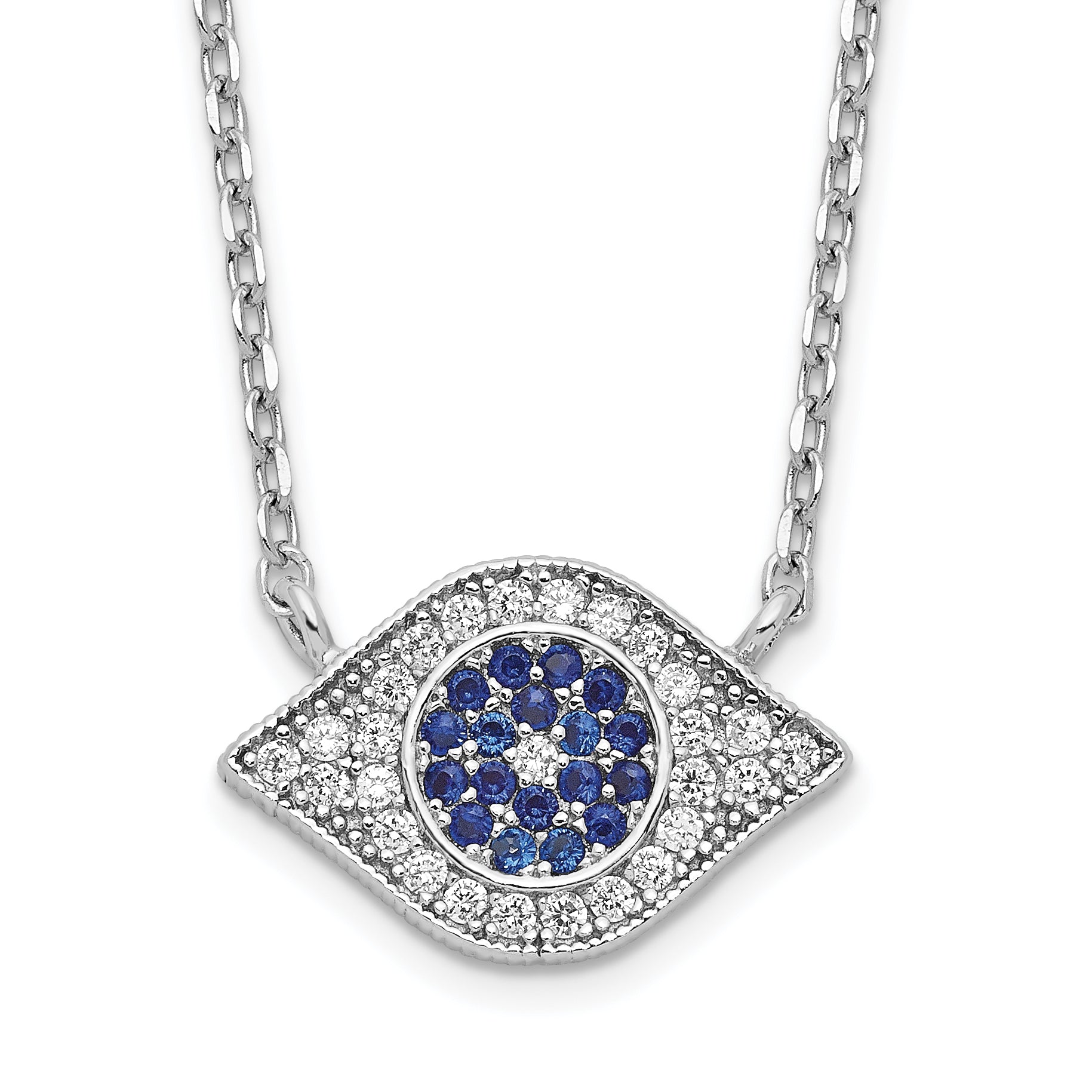 Sterling Silver Rhodium-plated Polished CZ Eye 17 inch Necklace Main image