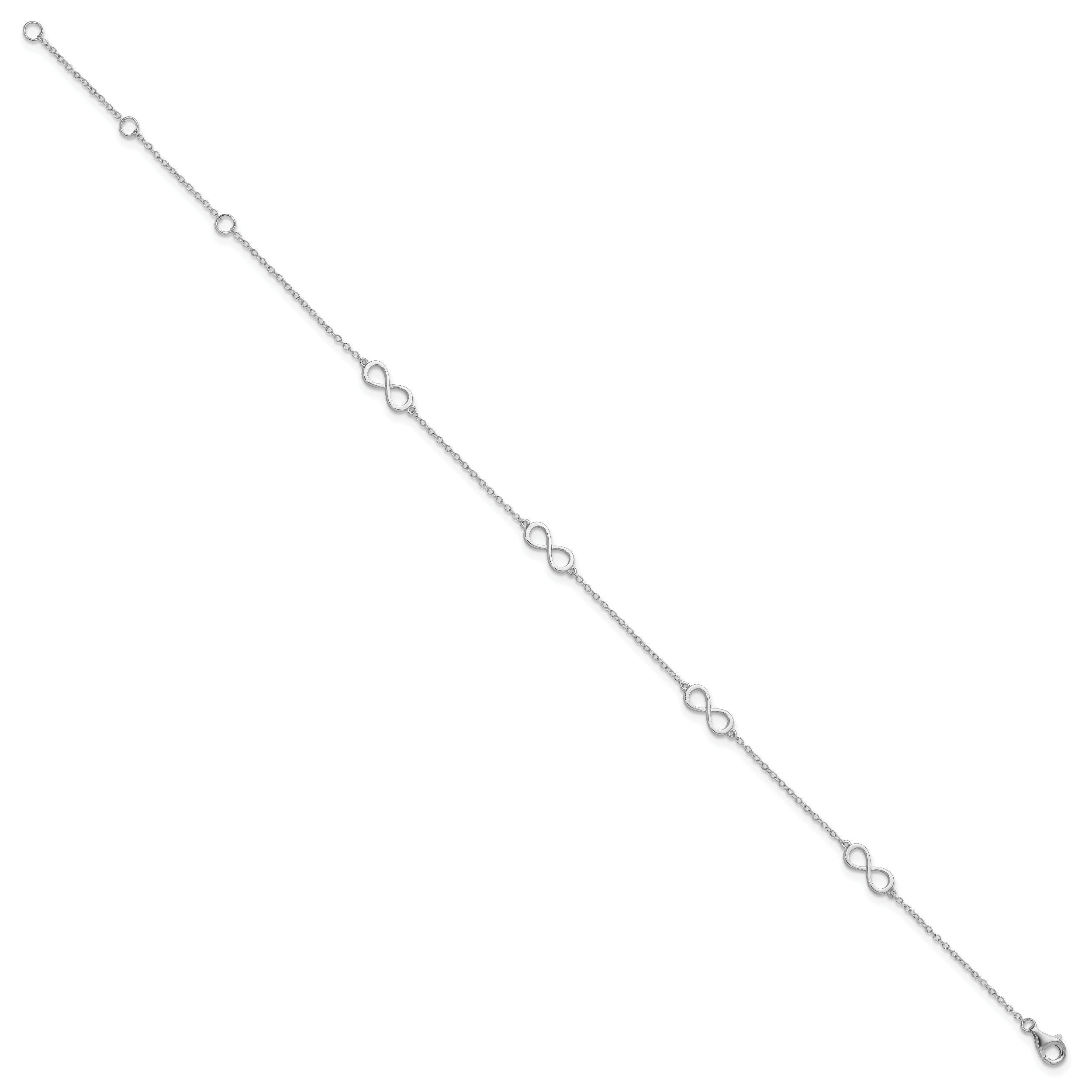 Sterling Silver Rhodium-plated Infinity 10 inch Plus 2 inch Extender - Total 12 inch Anklet