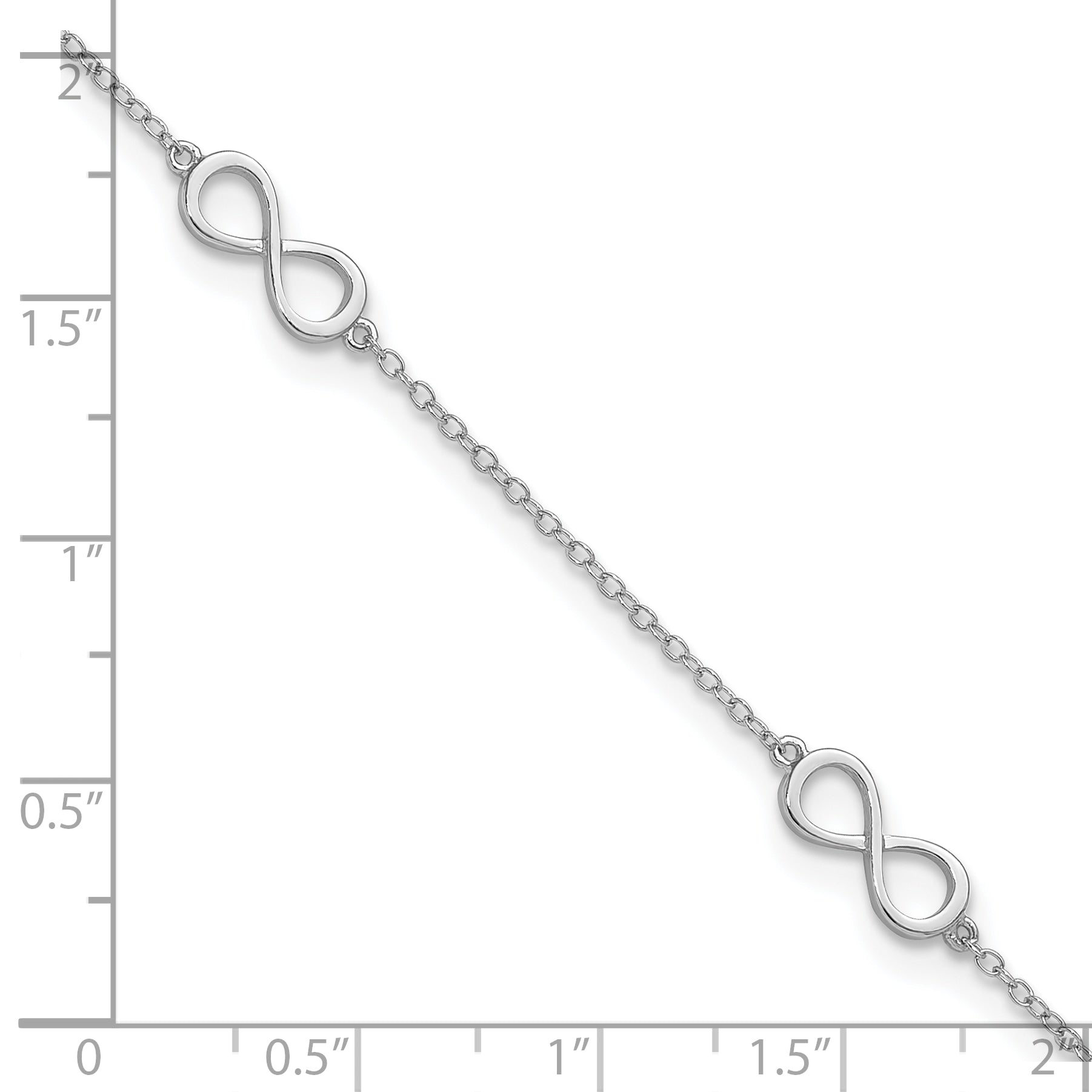 Sterling Silver Rhodium-plated Infinity 9 inch Plus 2 inch extender - Total 11 inch Anklet