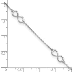 Sterling Silver Rhodium-plated Infinity 9 inch Plus 2 inch extender - Total 11 inch Anklet