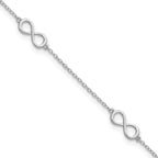Sterling Silver Rhodium-plated Infinity 9 inch Plus 2 inch extender - Total 11 inch Anklet