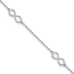 Sterling Silver Rhodium-plated Infinity 9 inch Plus 2 inch extender - Total 11 inch Anklet