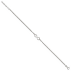 Sterling Silver 2-Strand Infinity 10 inch Plus 1 inch Extender - Total 11 inch Anklet